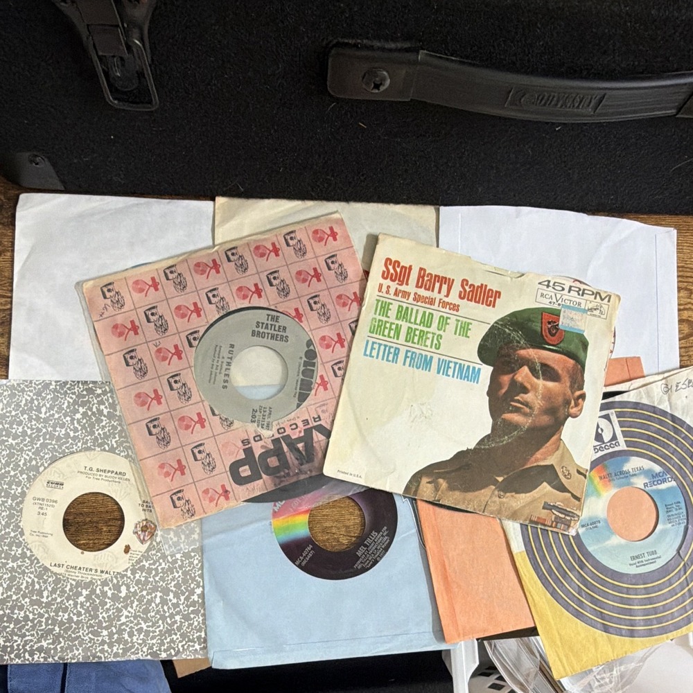 vintage 45 rpm vinyls lot of 10 random, honky tonk country southern 60s 70s 80s